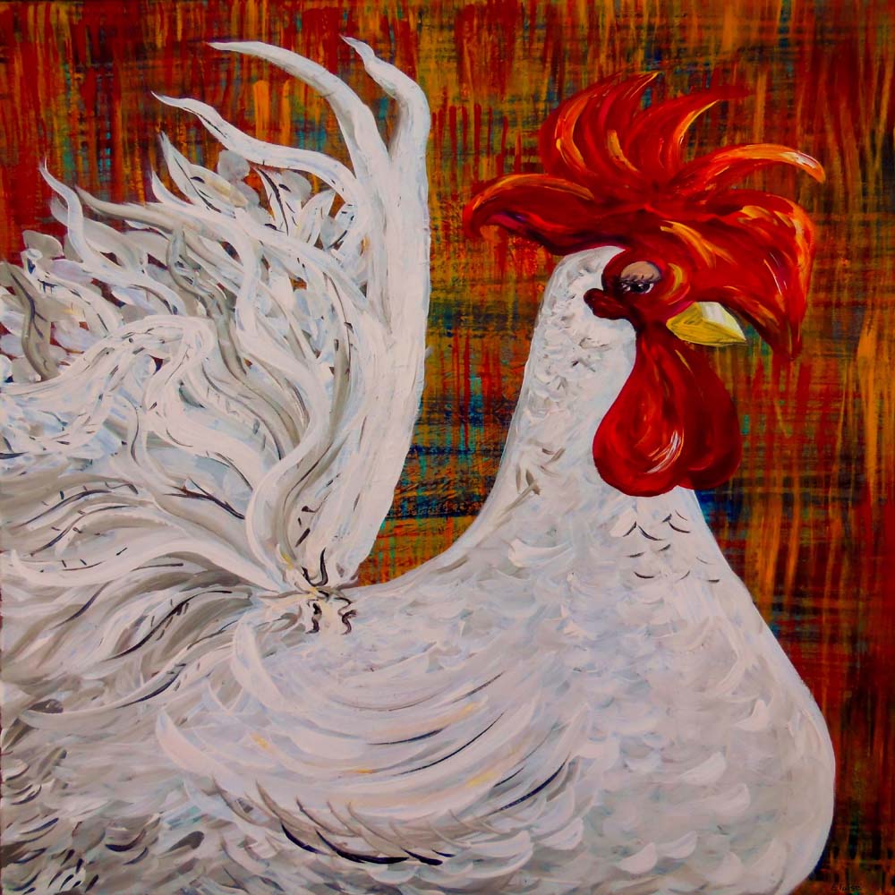 I Know I Am Lovely White Rooster