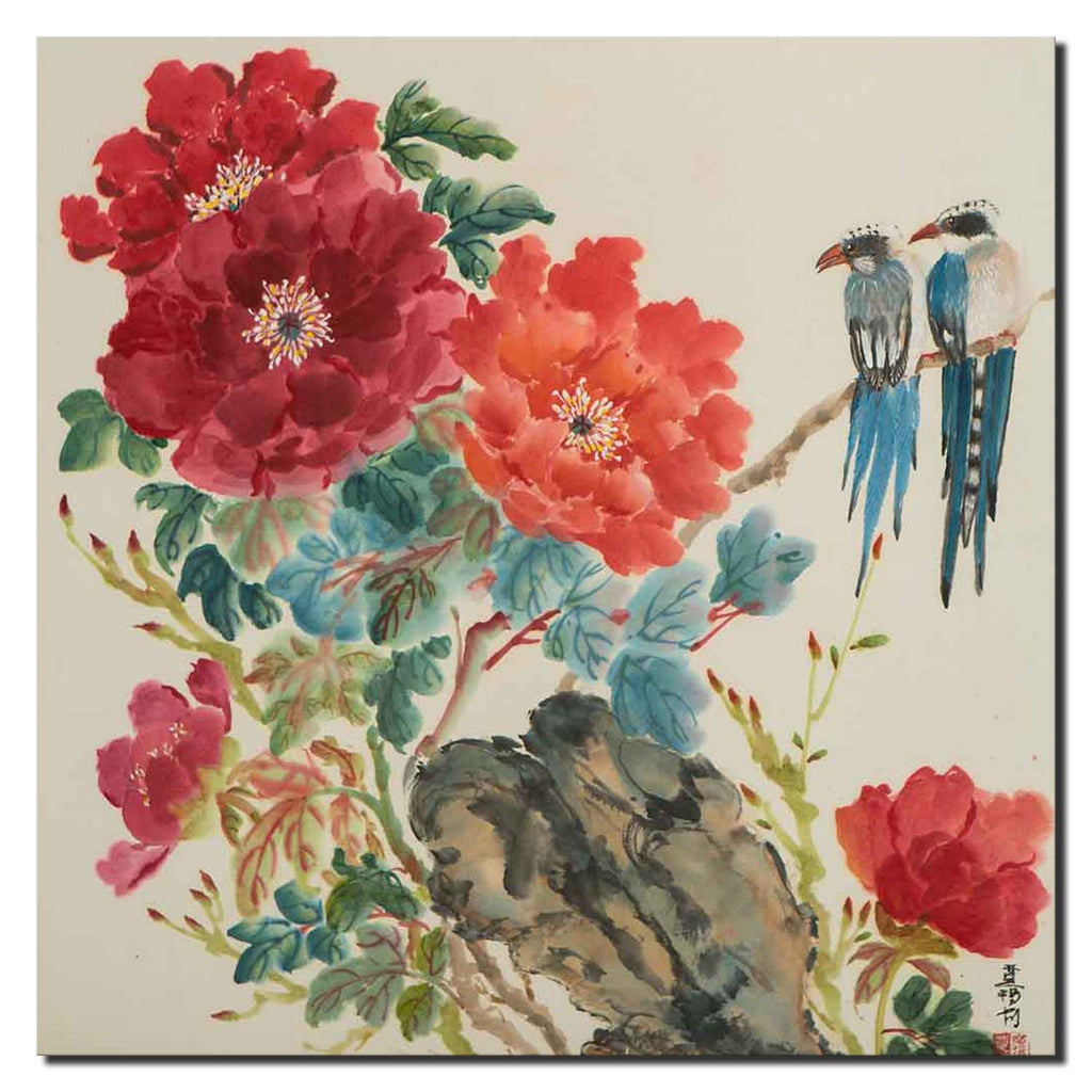 Mountain Jays and Peonies