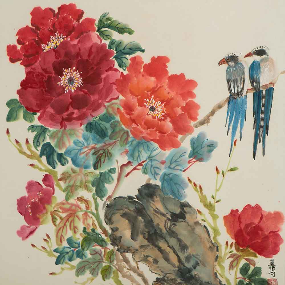 Mountain Jays and Peonies