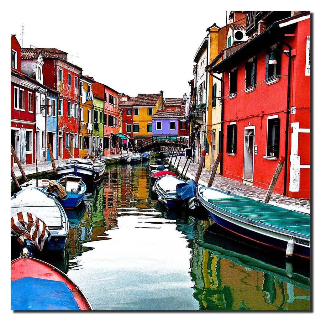 Europe Italy Burano Burano Red Boat
