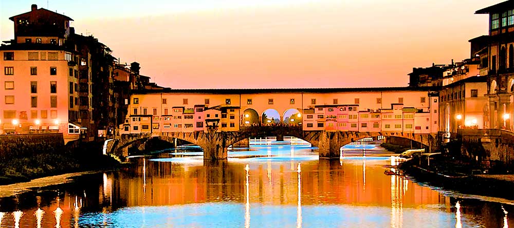 Europe Italy Florence Ponte Vecchio Sunset Closeup