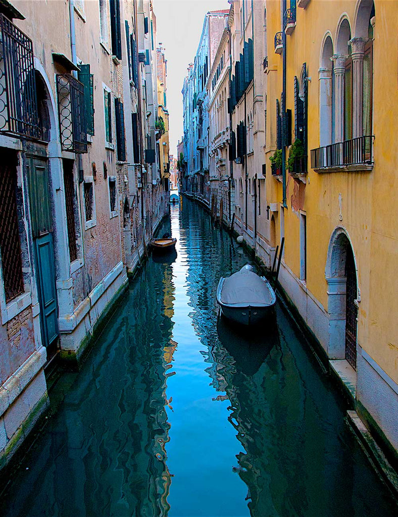 Europe Italy Venice Canal Boats Yellow